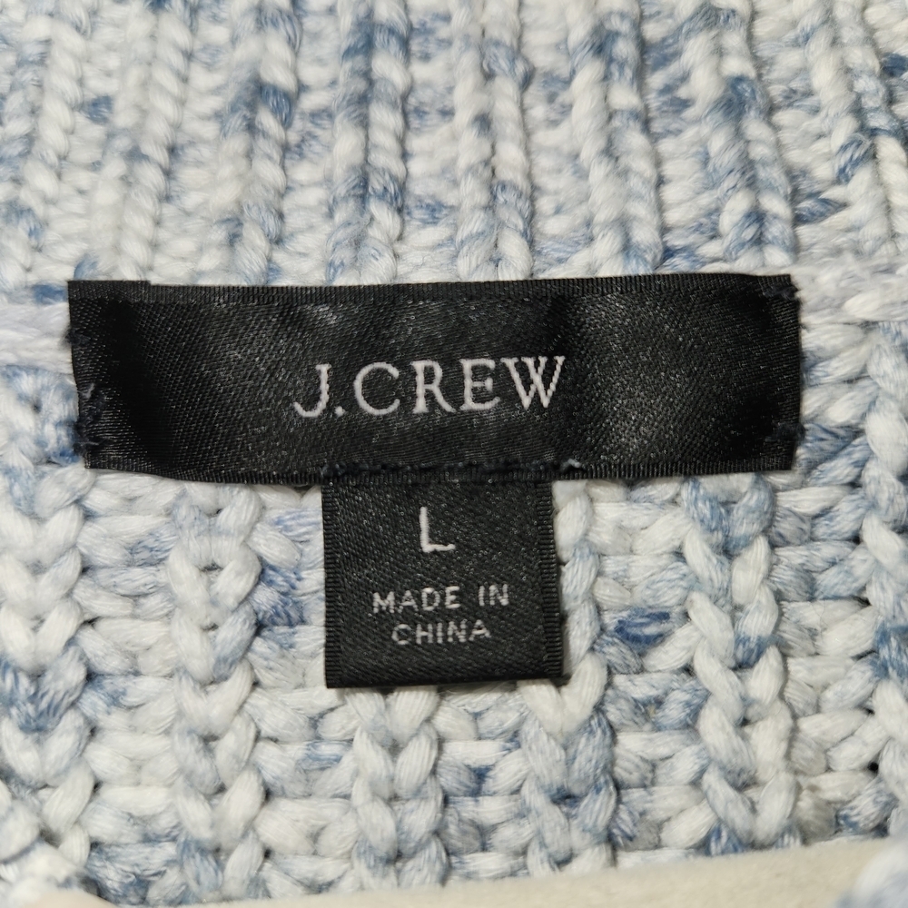 J. Crew Light Blue & White Marled Women's Sweater Size L Warm Lagenlook Comfort - Picture 8 of 14
